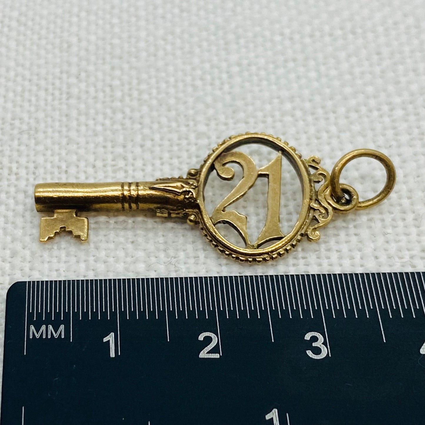 Happy Birthday 21 Gold Key Charm Pendant