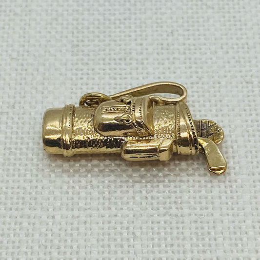 Golf Clubs Vintage Gold Charm Pendant