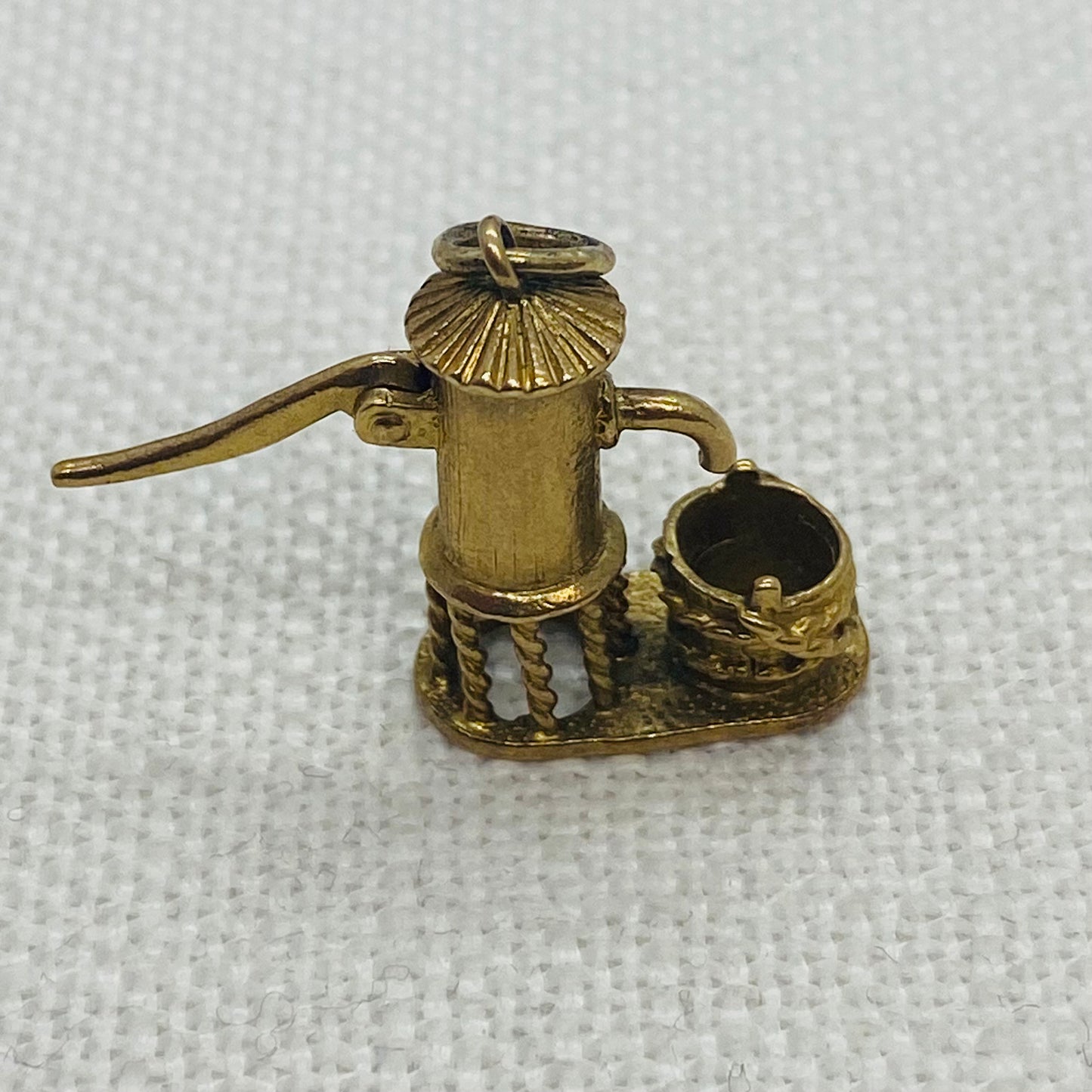 Antique Style Hand Water Pump Vintage Gold Charm