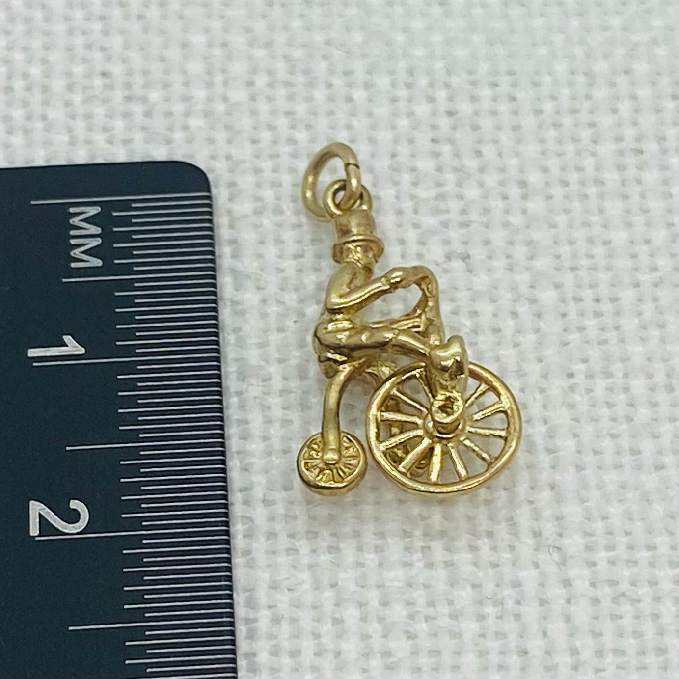 Man on Bike Bicycle Vintage Gold Charm Pendant