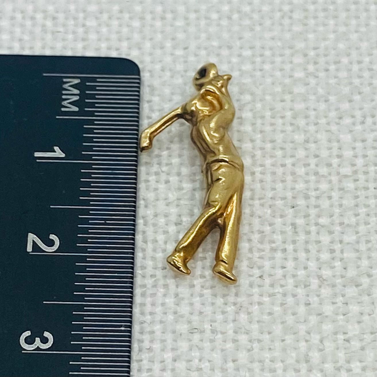 Golfer Playing Golf Vintage Gold Charm