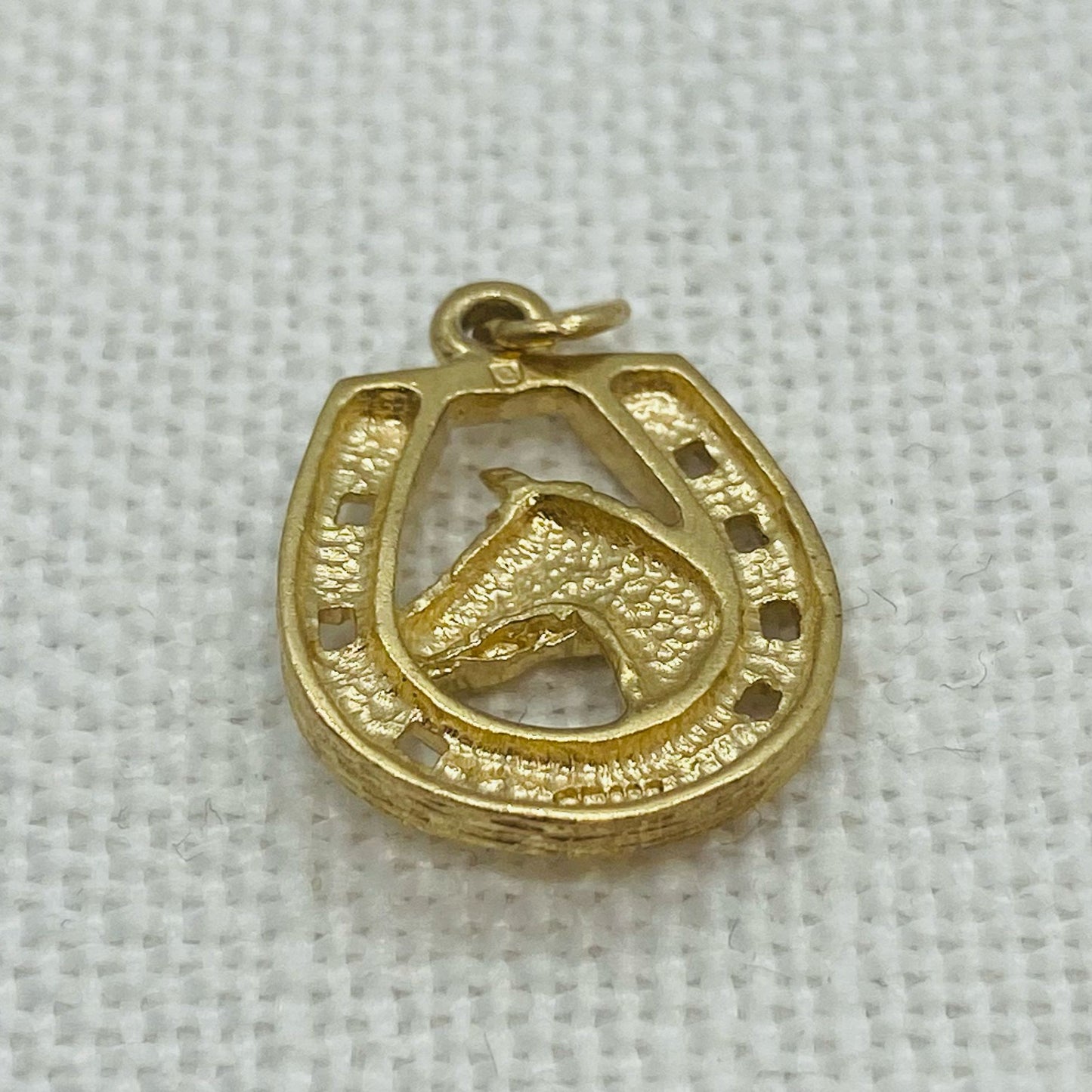 Horseshoe with Horse Vintage Gold Charm Pendant