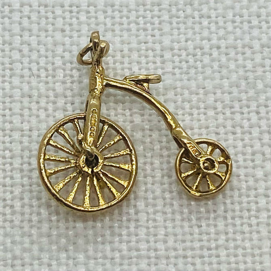 Penny Farthing Bicycle Vintage Gold Charm Pendant