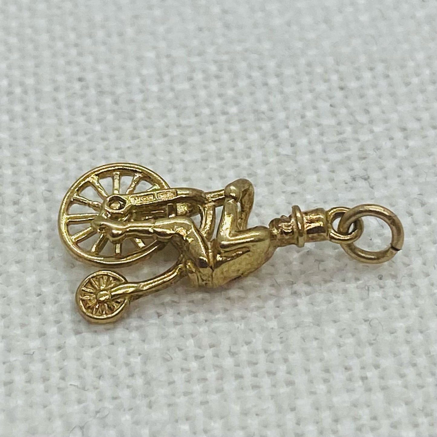 Man on Bike Bicycle Vintage Gold Charm Pendant