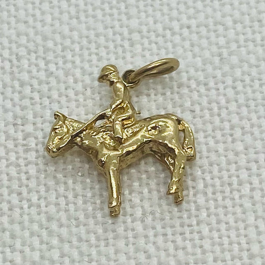 Man on Horse Vintage Gold Charm Pendant