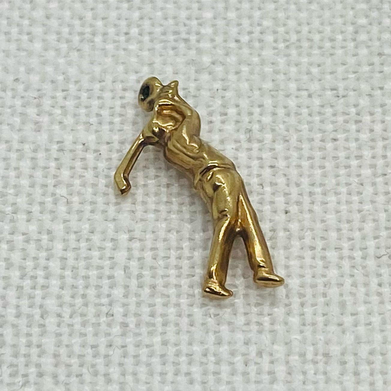 Golfer Playing Golf Vintage Gold Charm