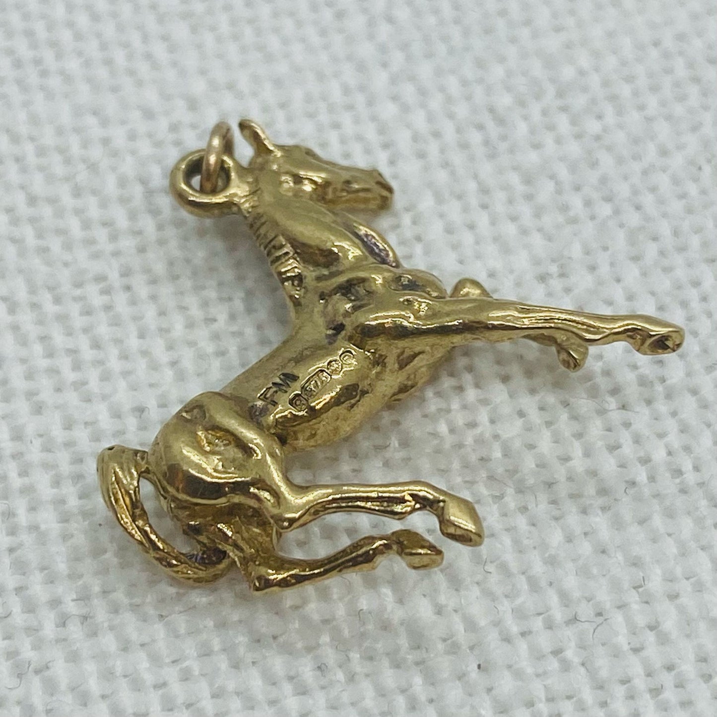 Prancing Horse Vintage Gold Charm Pendant