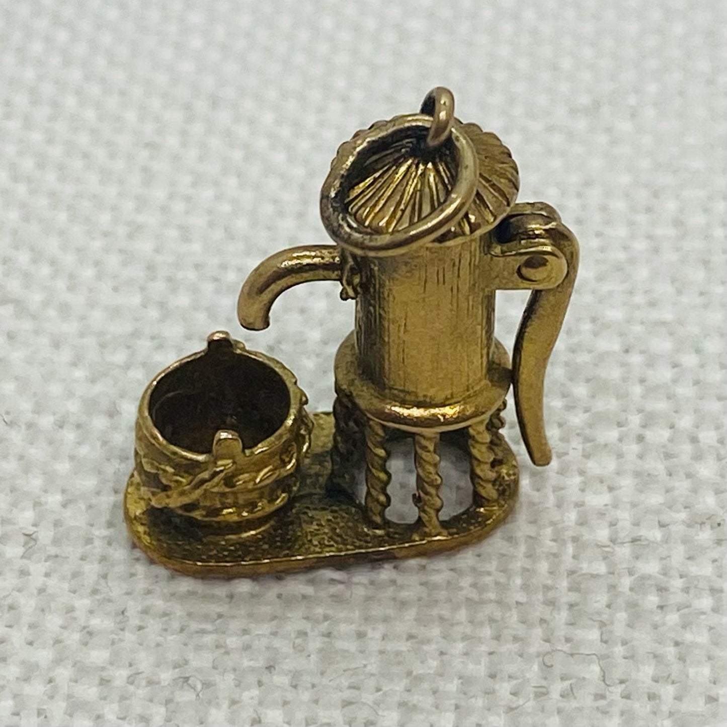 Antique Style Hand Water Pump Vintage Gold Charm