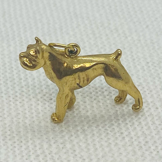 Boxer Dog Vintage Gold Charm Pendant