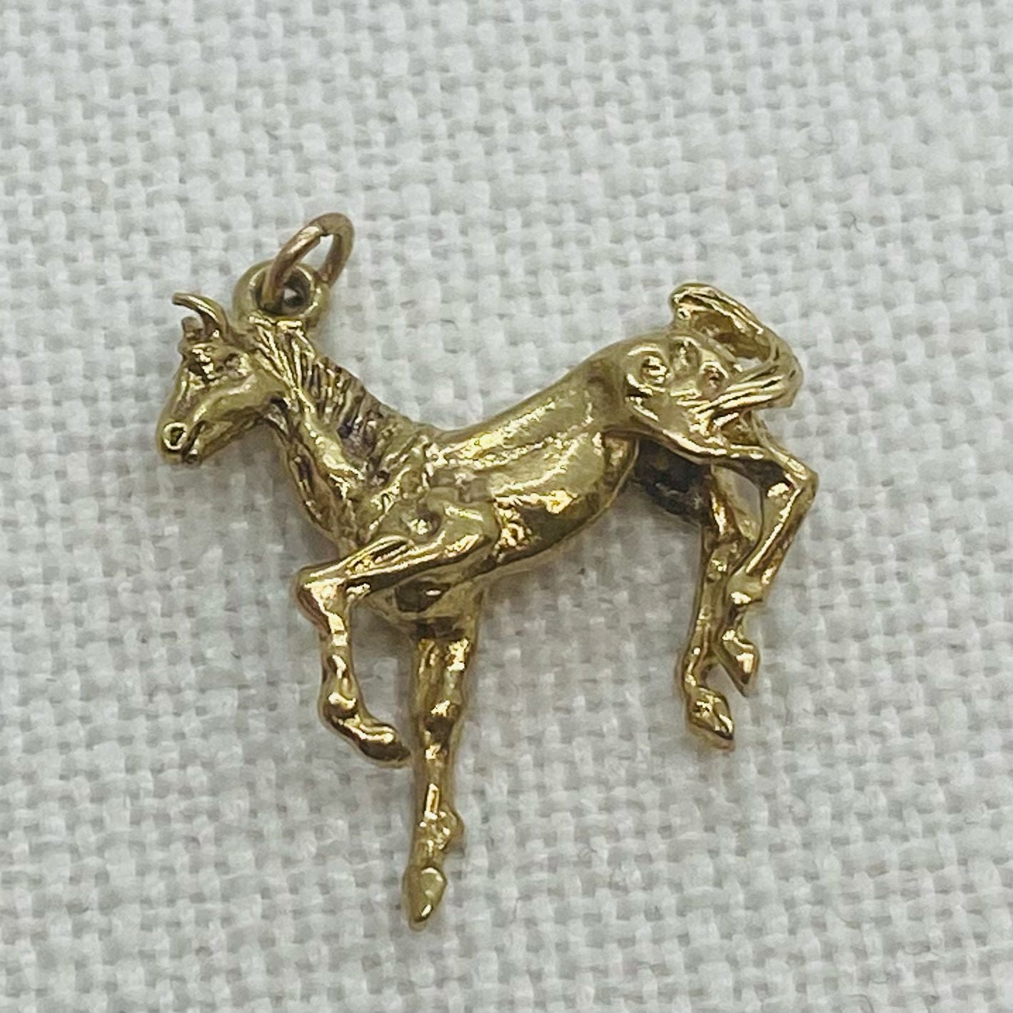 Prancing Horse Vintage Gold Charm Pendant