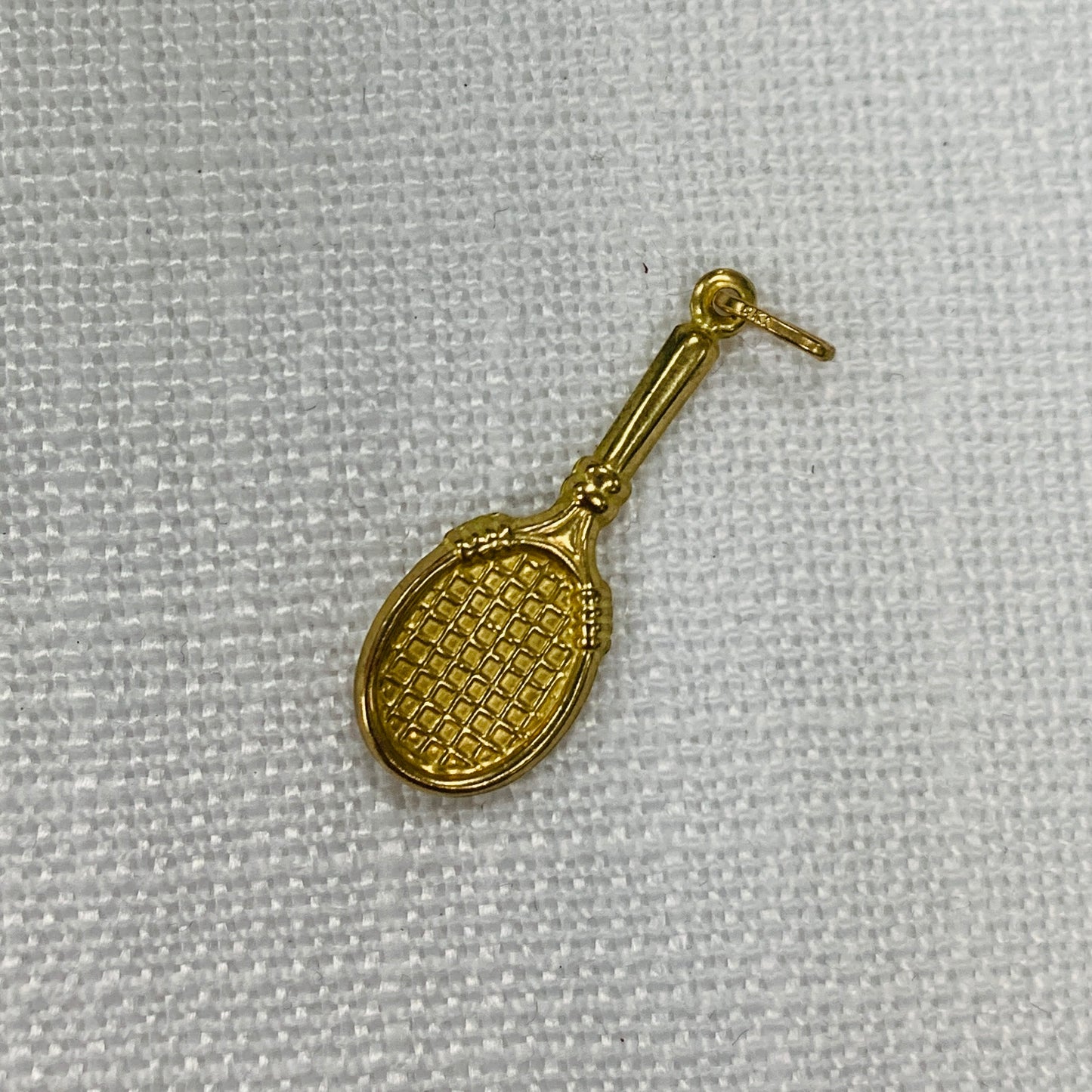 Tennis Racket Gold Charm Pendant