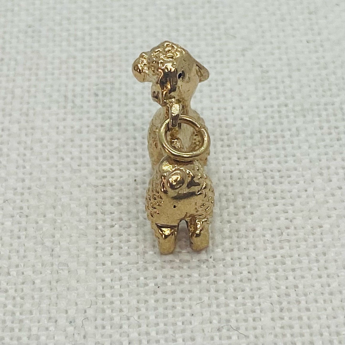 Poodle Dog Small Vintage Gold Charm Pendant