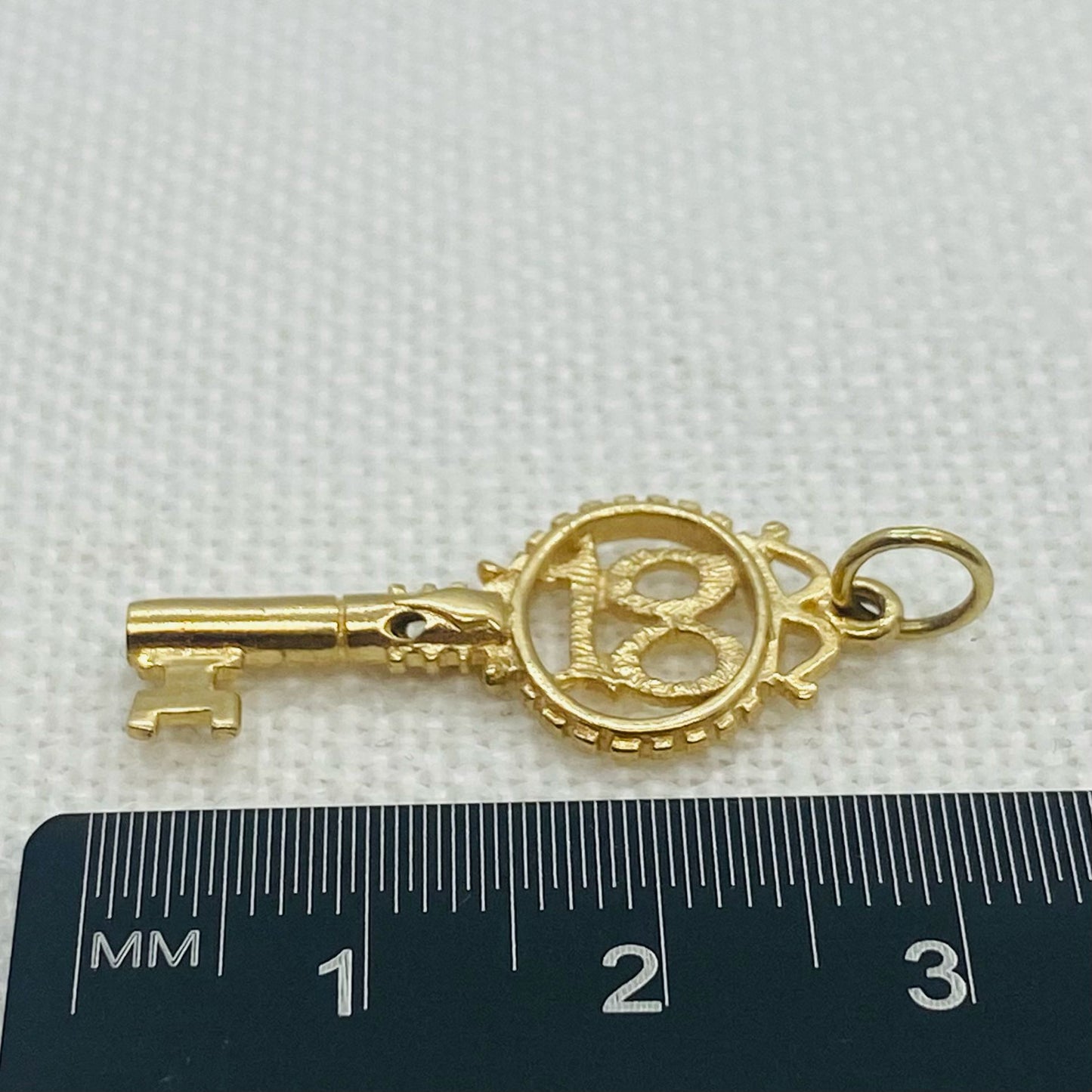 Happy Birthday 18 Gold Key Charm Pendant