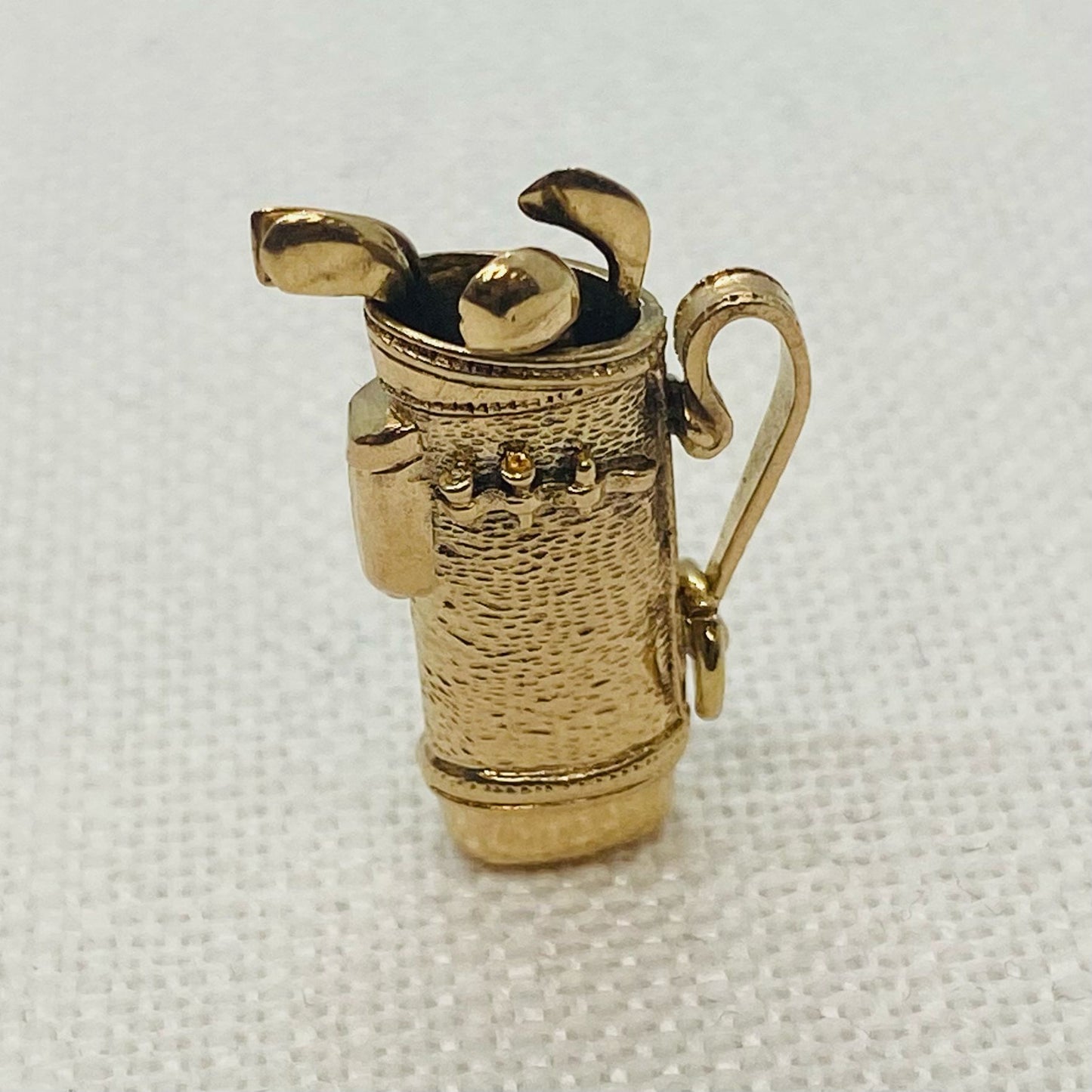 Golf Clubs Vintage Gold Charm Pendant