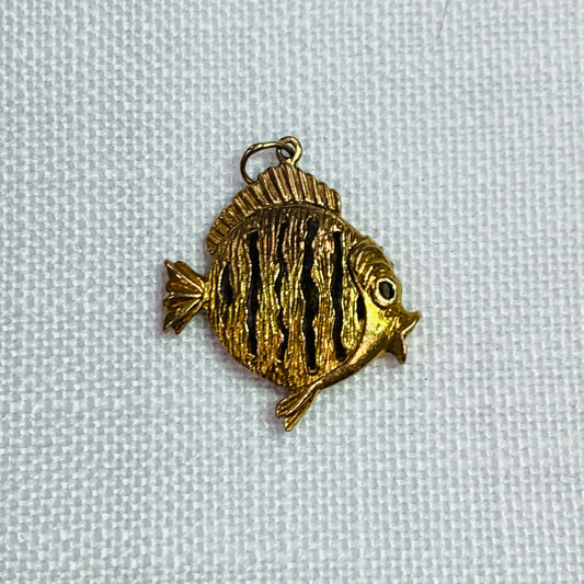 Tropical Fish Gold Charm Pendant