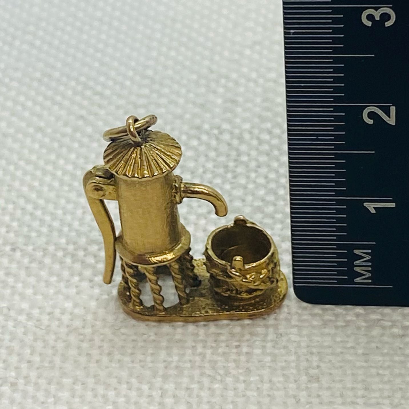 Antique Style Hand Water Pump Vintage Gold Charm