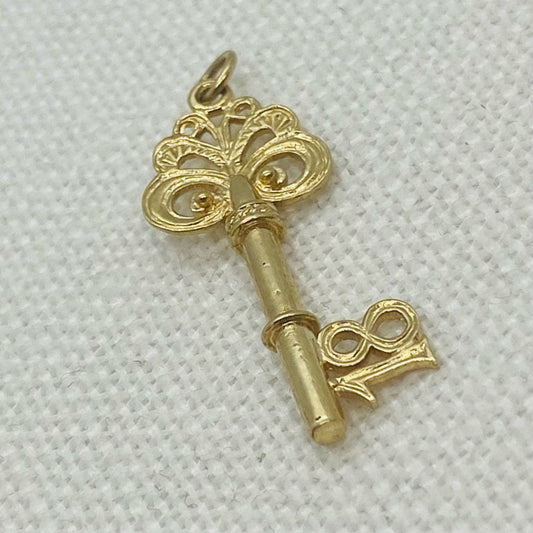 Happy Birthday 18th Pierced Ornate Key Charm Pendant