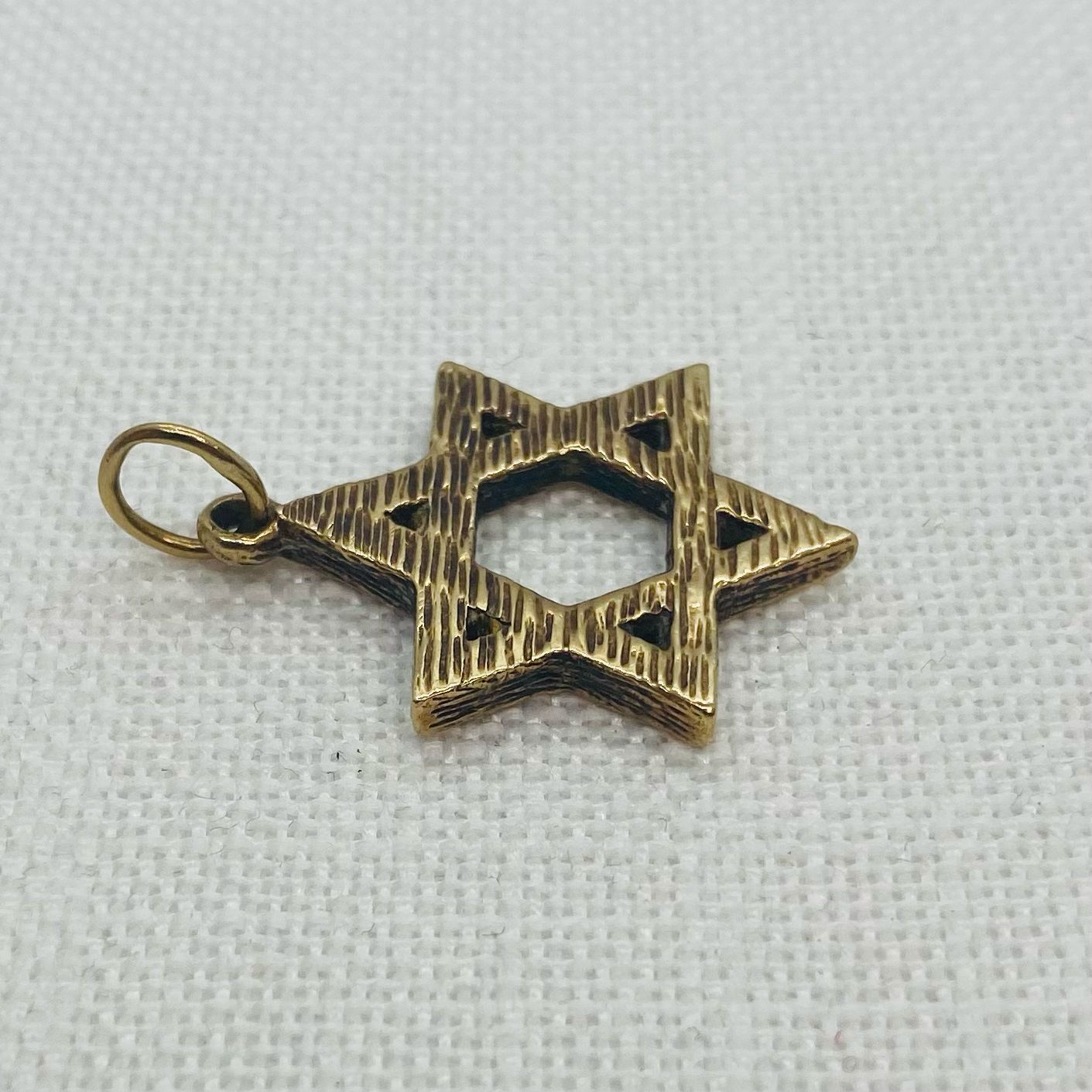 Star of David Cut Out Gold Pendant Barked