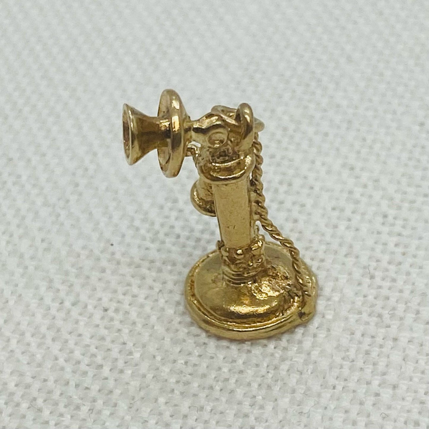 Old School Vintage Telephone Gold Charm Pendant