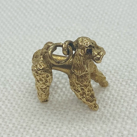 French Poodle Vintage Gold Dog Charm Pendant