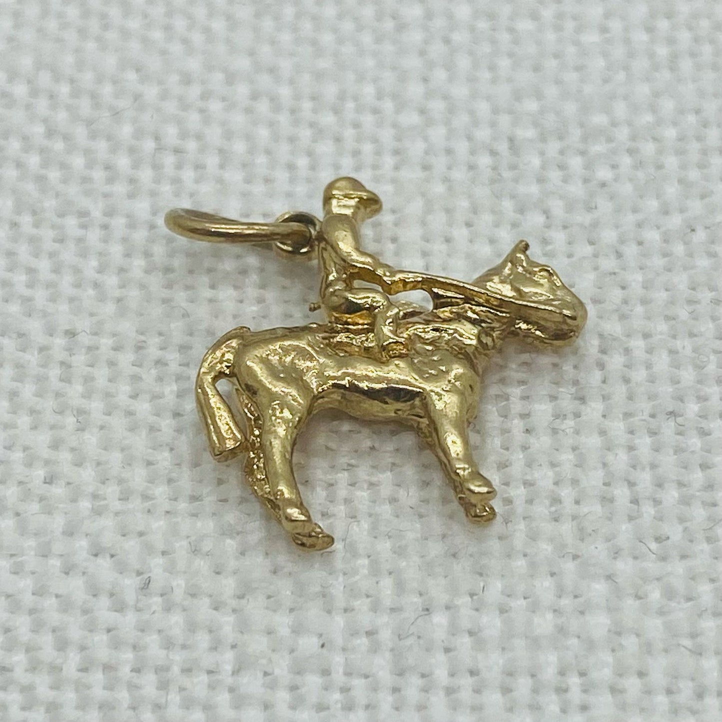 Man on Horse Vintage Gold Charm Pendant