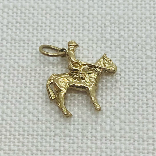 Man on Horse Vintage Gold Charm Pendant