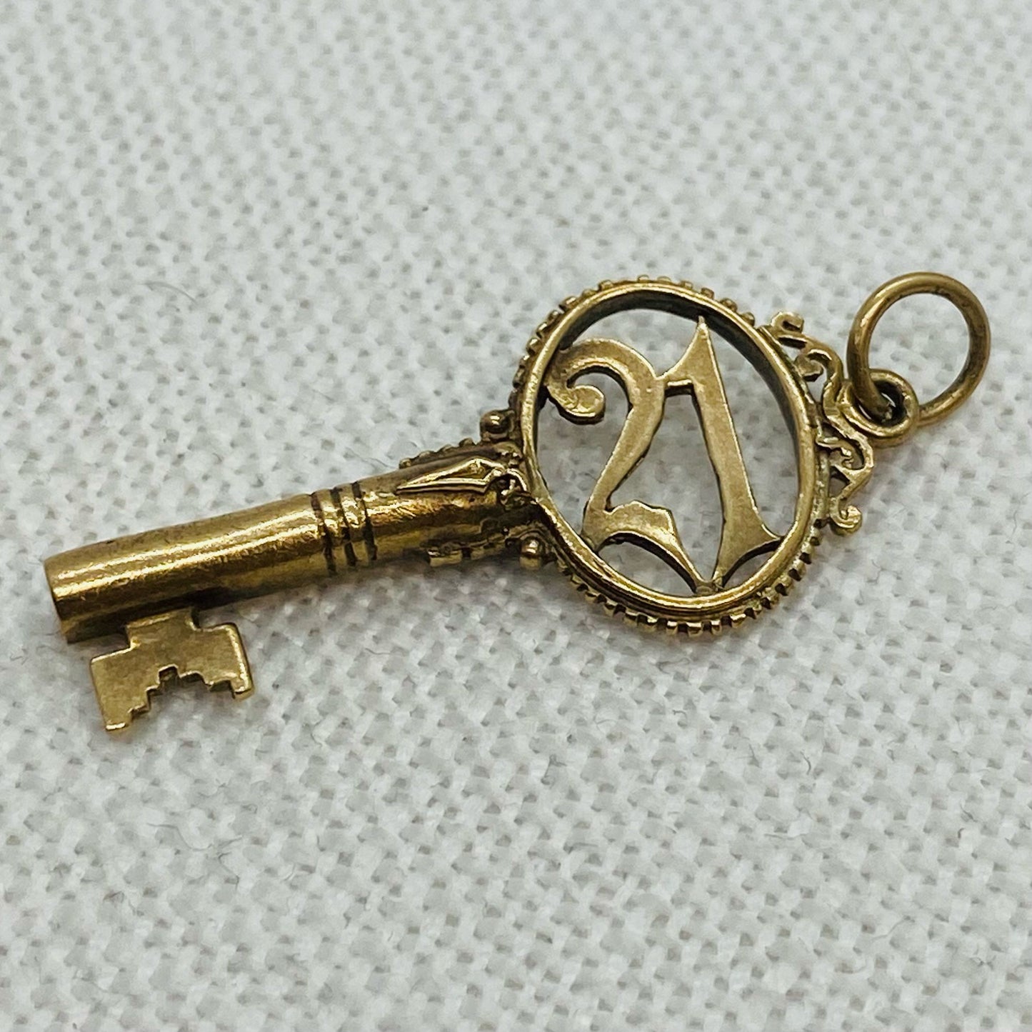 Happy Birthday 21 Gold Key Charm Pendant