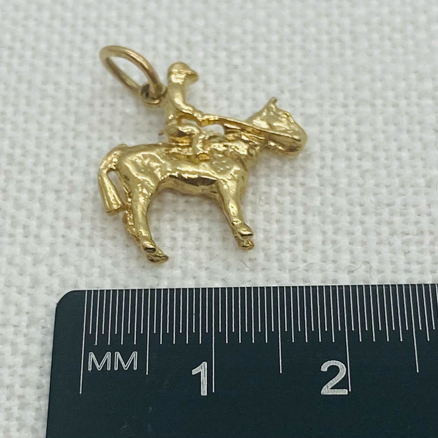 Man on Horse Vintage Gold Charm Pendant