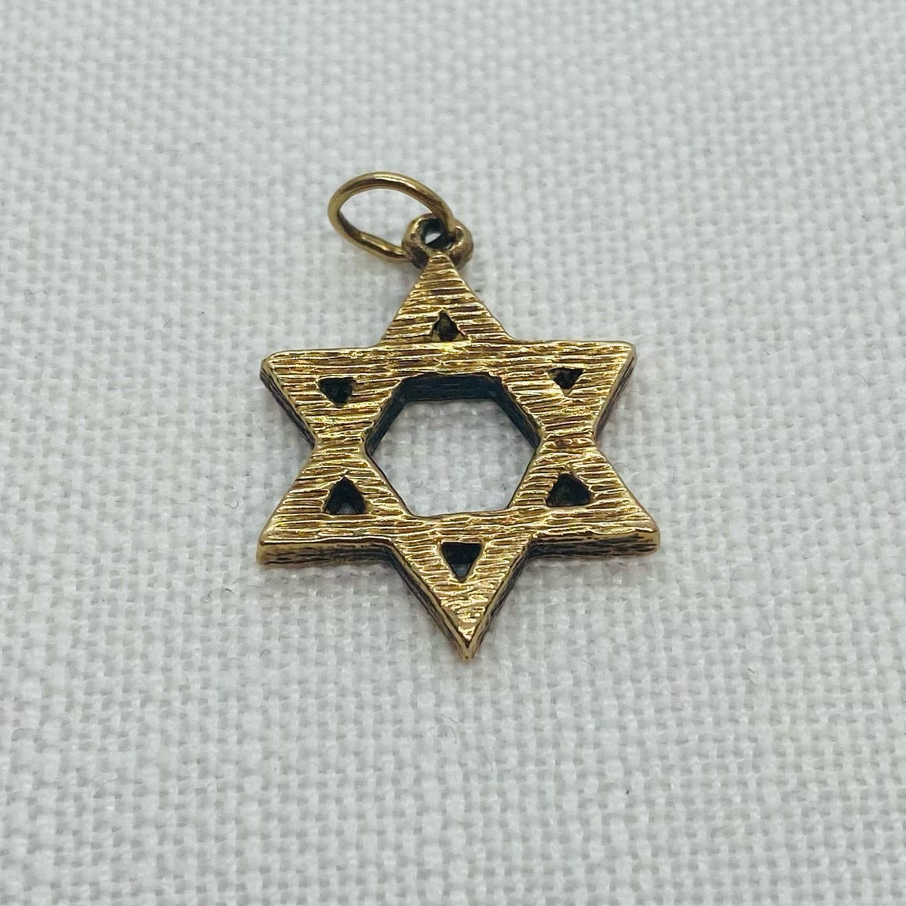 Star of David Cut Out Gold Pendant Barked