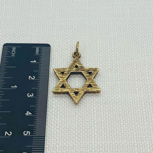 Star of David Cut Out Gold Pendant Barked