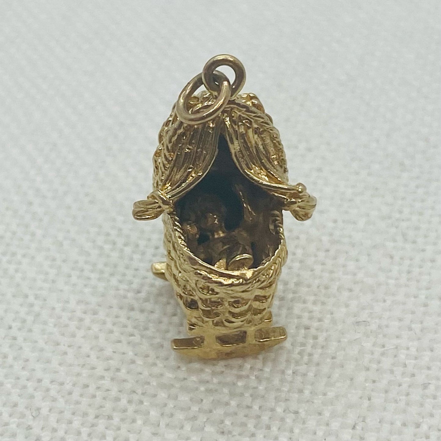 Baby in Vintage Crib Gold Charm Pendant