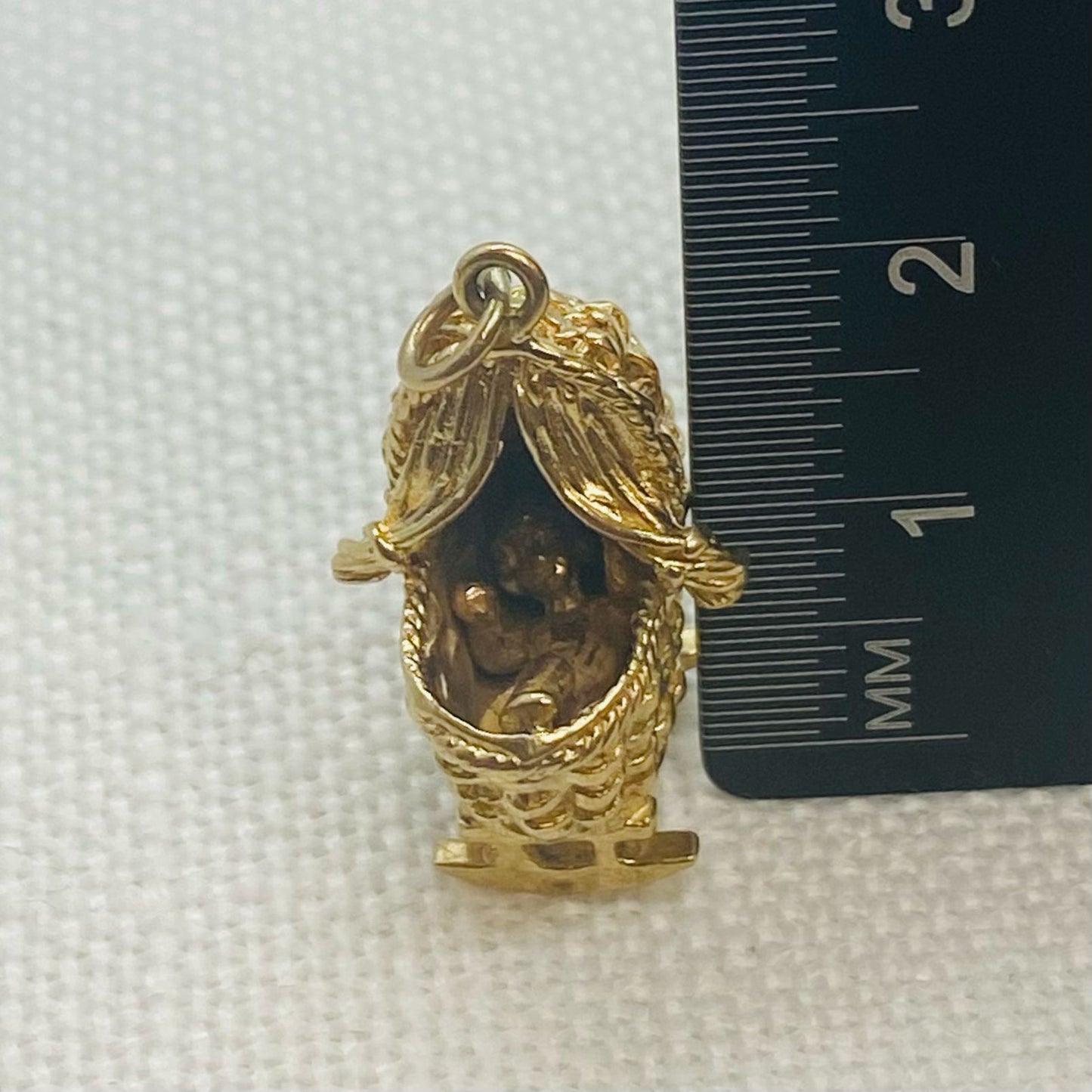 Baby in Vintage Crib Gold Charm Pendant