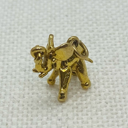 Happy Elephant Vintage Gold Charm Pendant