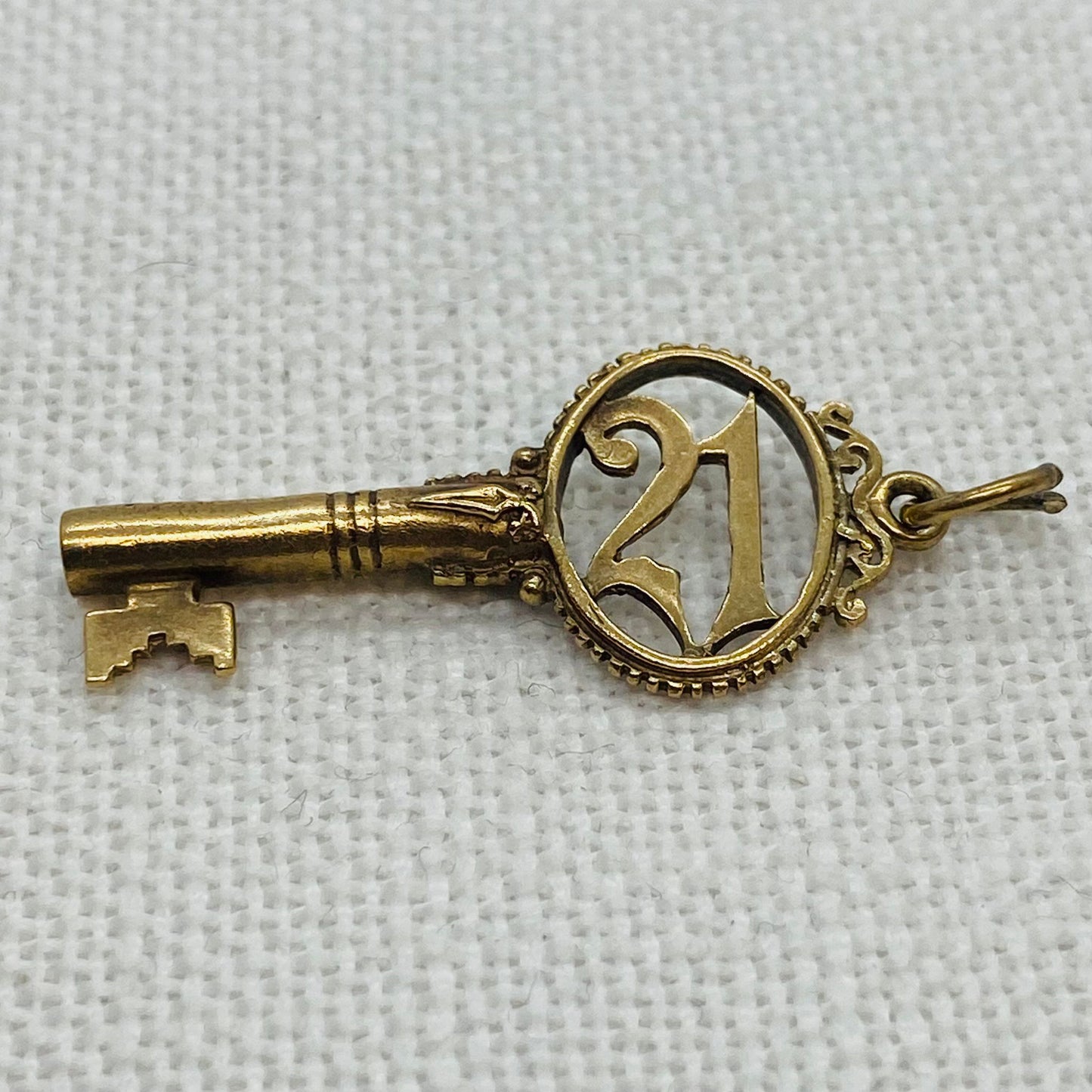 Happy Birthday 21 Gold Key Charm Pendant