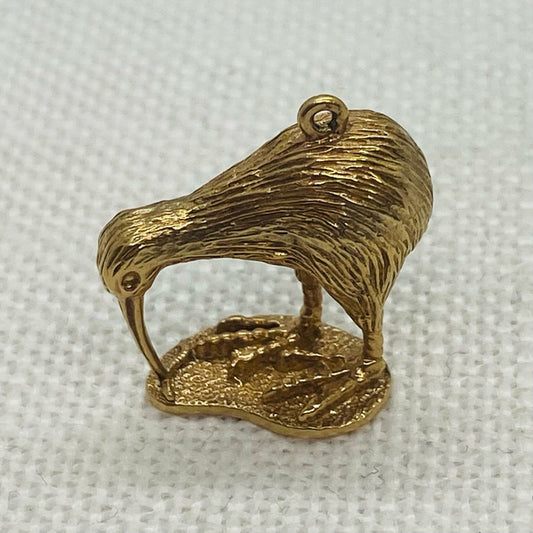 The Traditional Bird of New Zealand the Kiwi Vintage Gold Charm