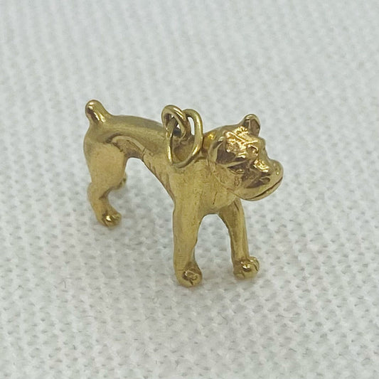 Boxer Dog Vintage Gold Charm Pendant