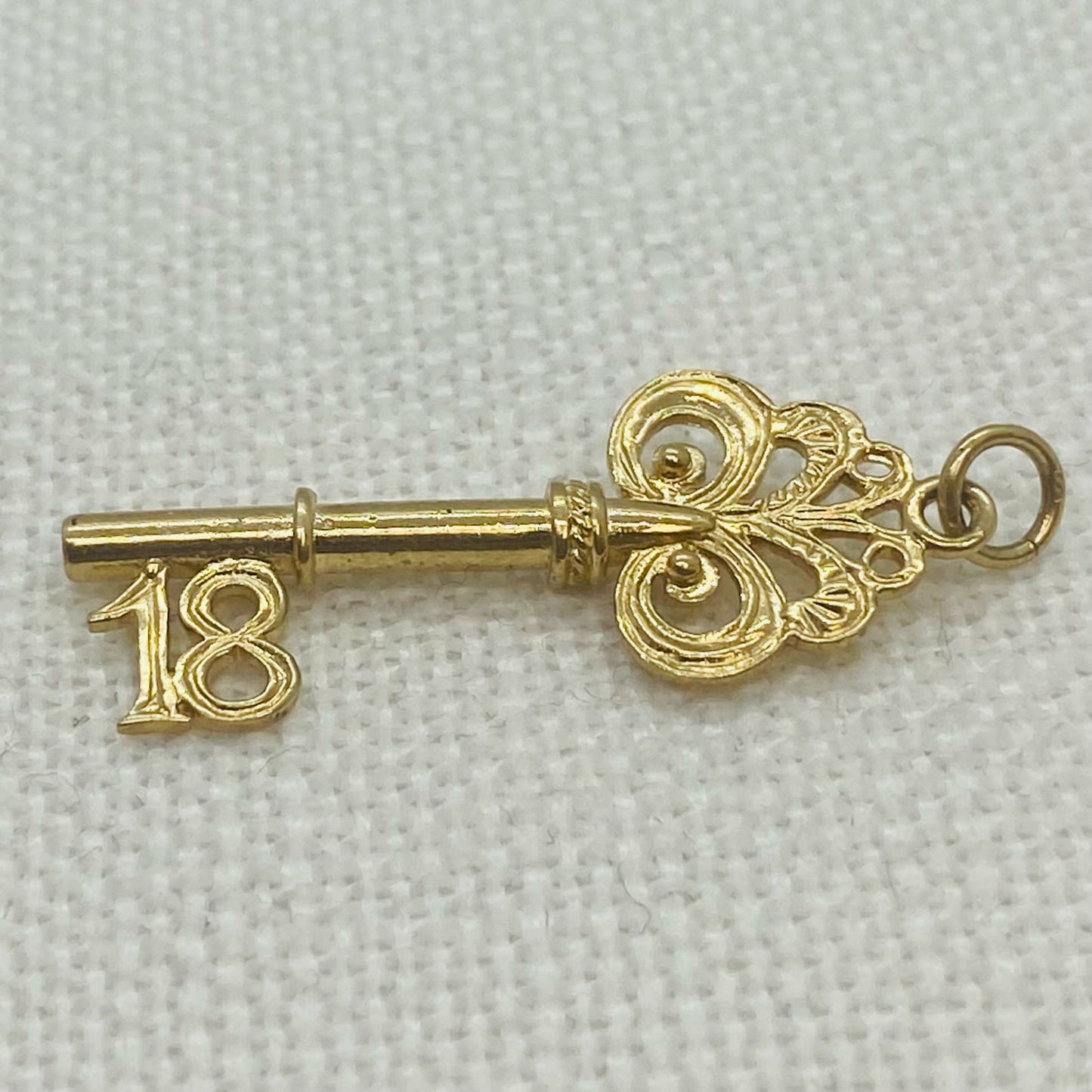 Happy Birthday 18th Pierced Ornate Key Charm Pendant