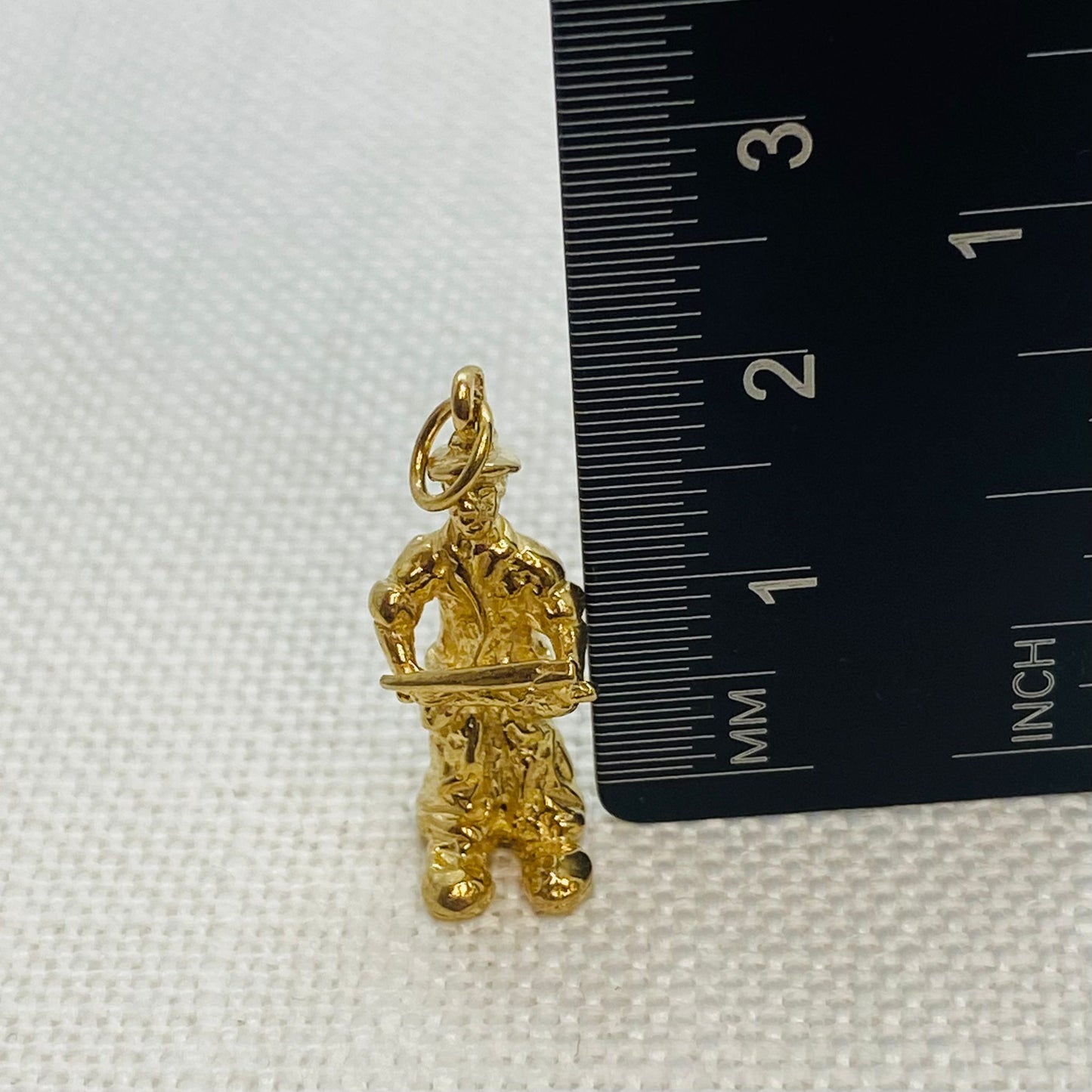 Window Cleaner or Fireman With Ladder Vintage Gold Charm