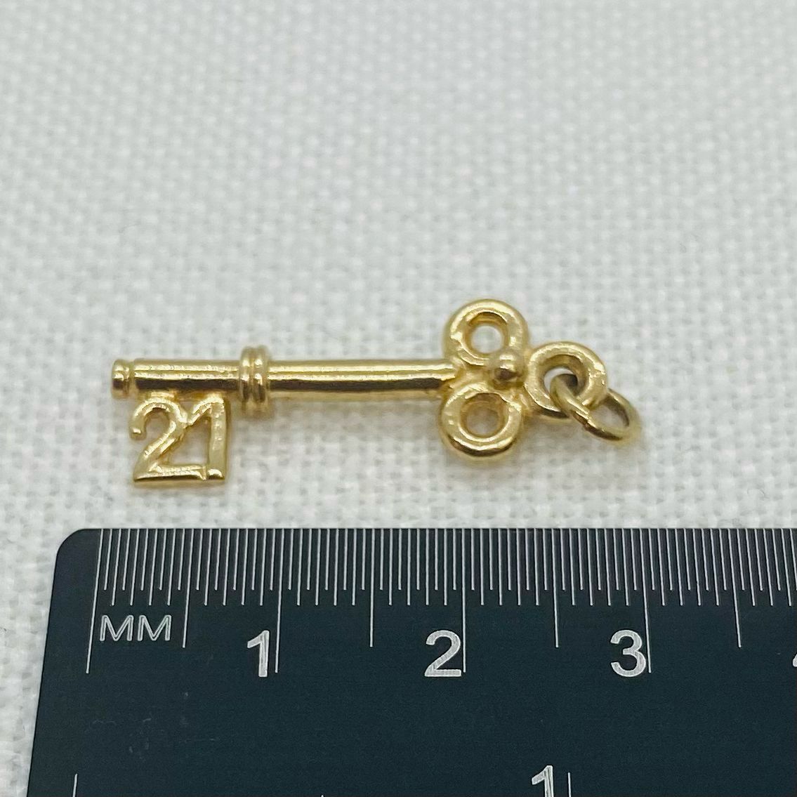 Happy Birthday 21 Gold Key Charm Pendant Ornate