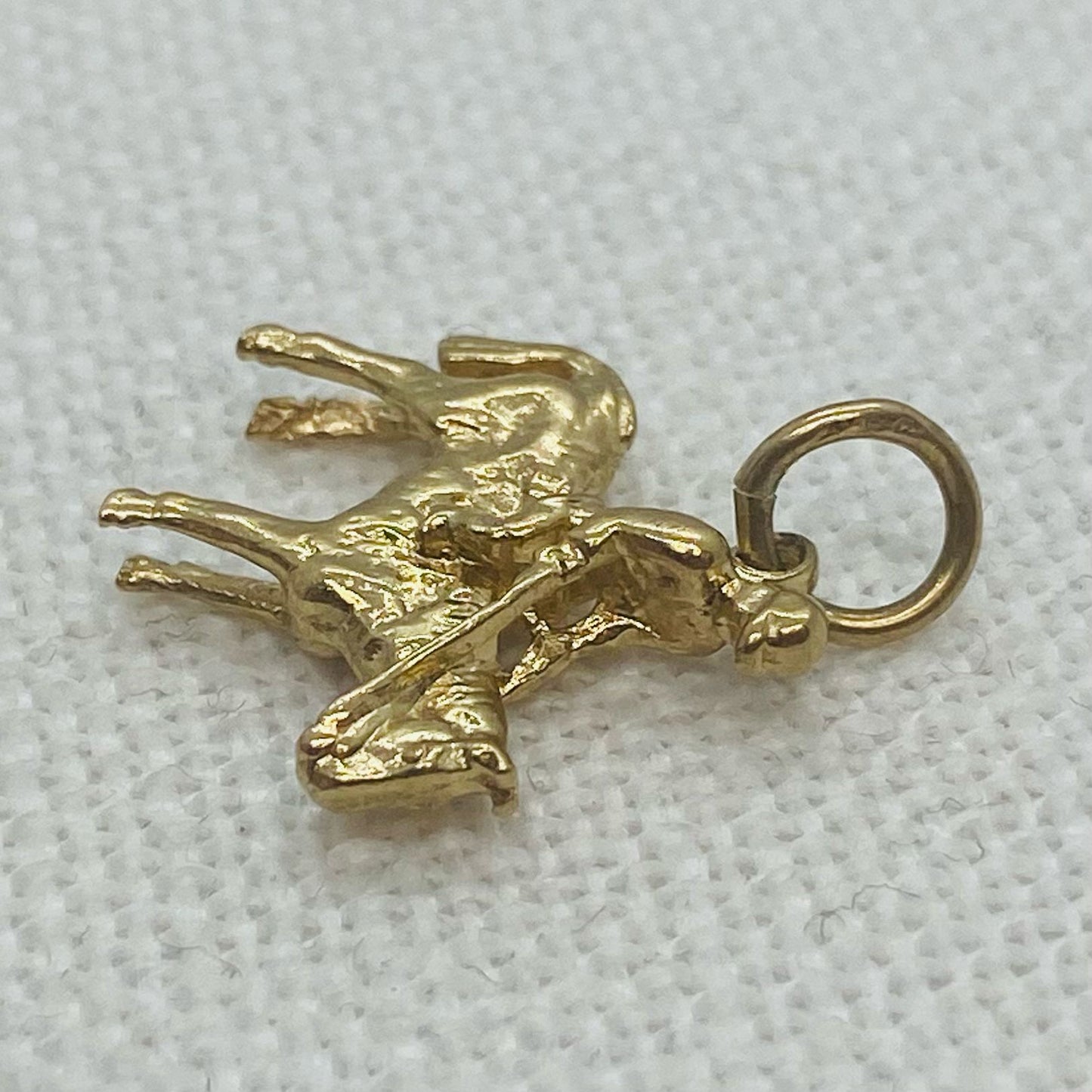 Man on Horse Vintage Gold Charm Pendant