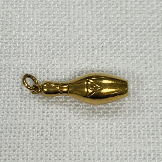 Ten Pin Bowling Gold Skittle Charm Pendant