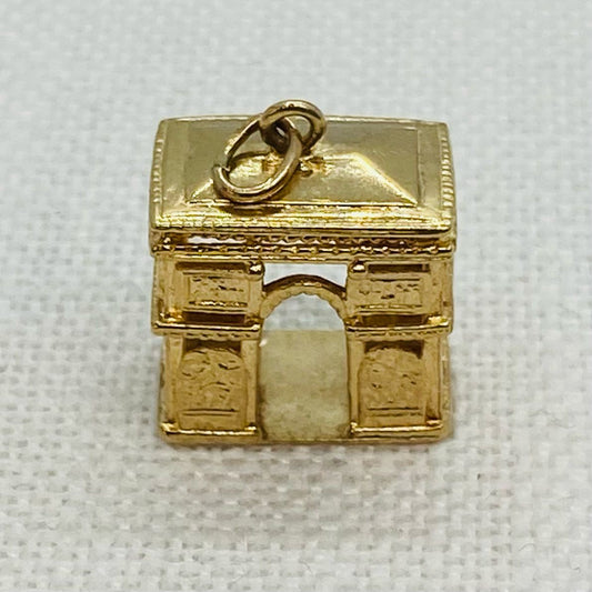 Arc De Triomphe Vintage Gold Charm Pendant