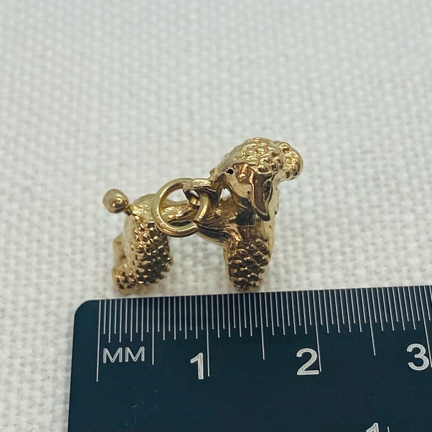 Poodle Dog Small Vintage Gold Charm Pendant