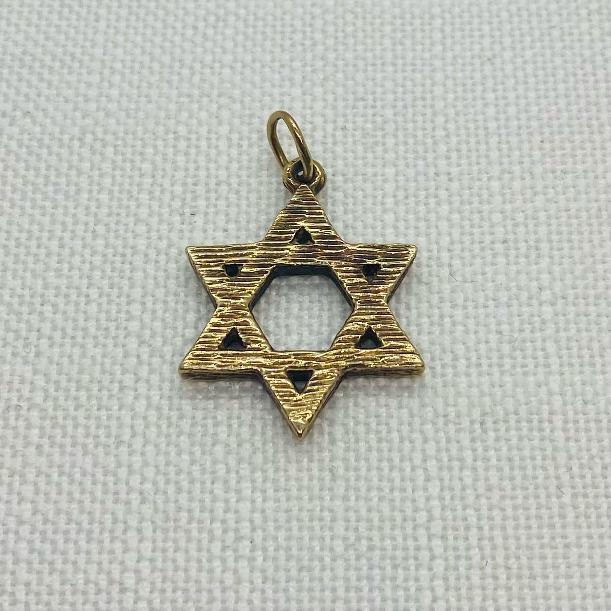 Star of David Cut Out Gold Pendant Barked