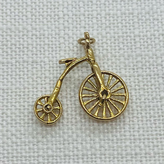 Penny Farthing Bicycle Vintage Gold Charm Pendant