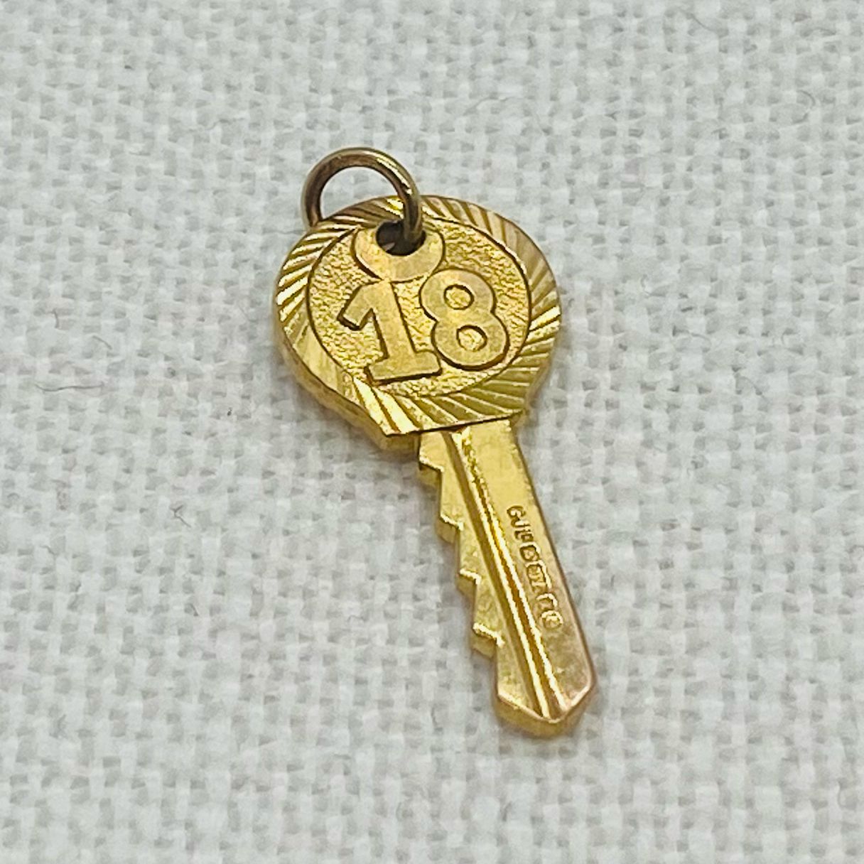 Happy Birthday 18 Gold Key Charm Pendant