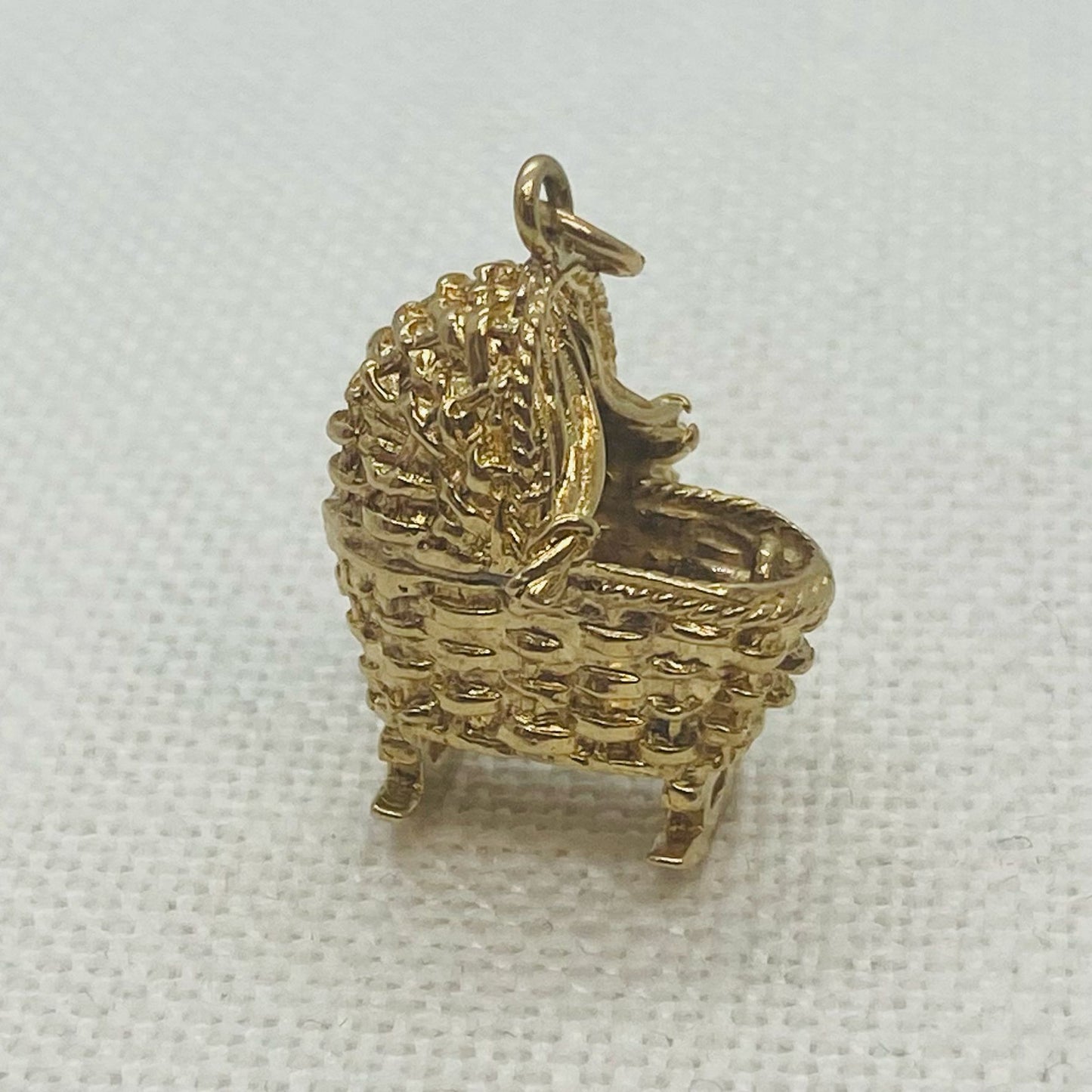 Baby in Vintage Crib Gold Charm Pendant