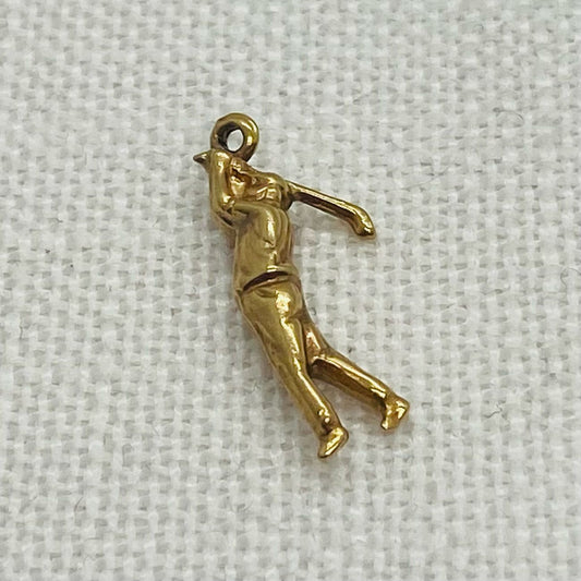 Golfer Playing Golf Vintage Gold Charm