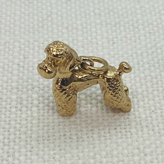 Poodle Dog Small Vintage Gold Charm Pendant