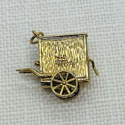 Piano In Wheelbarrow Vintage Gold Charm